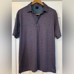 Dunning Golf Micro Print Performance Polo Shirt Blue/Red Men’s M